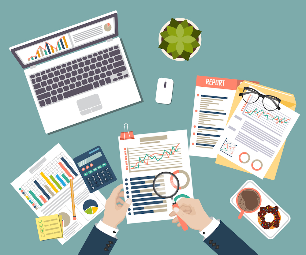 Businessman spending budget and tax prep